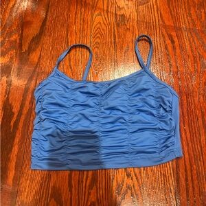 Blue Ruched Crop Top
